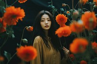 Chinese woman with flowers photography portrait plant.