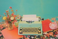 Typewriter flower paper table.