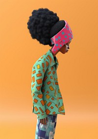 A black female with a sorrowful expression on her face fashion pattern art. AI generated Image by rawpixel.
