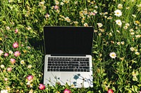 Flower laptop outdoors computer.