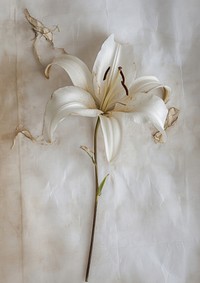 Real Pressed a white Lily flower lily plant.