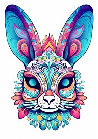 Rabbit head sketch art pattern. AI generated Image by rawpixel.