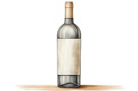 Wine bottle glass drink white background.
