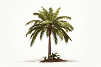 Young palm tree plant white background tranquility.
