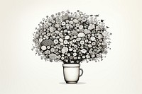 Bouquet of flowers drawing cup art.