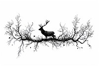 Branch with wildlife drawing silhouette animal.