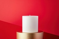 Candle packaging  gold red celebration.