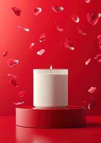 Candle packaging  petal rose red.