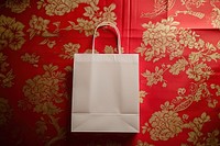 Paper bag  handbag white red.