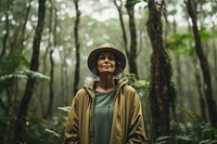 Brazilian woman outdoors forest nature.