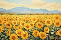 Sunflower field landscapes painting backgrounds outdoors.