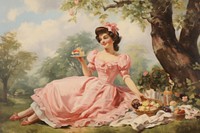 Woman picnic in the park painting dress adult.
