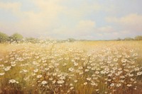Daisy field landscape painting backgrounds grassland.