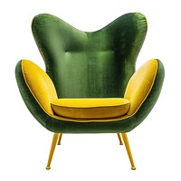 An armchair furniture yellow green.