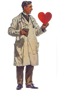 A Doctor holding a Heartshape icon drawing heart adult.