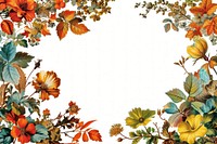 An Autumn floral border isolated on white painting pattern autumn.