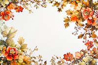 An Autumn floral border isolated on white painting pattern flower.