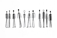 Group of stickman drawing line silhouette.
