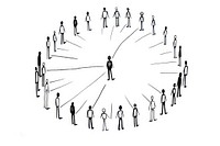 Group of stickpeople drawing silhouette circle.