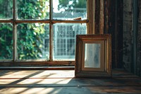 Picture frame window lighting wood.