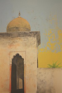 An Islamic Mosque architecture building painting.