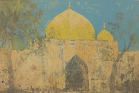 An Islamic Mosque architecture building painting.