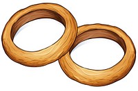 Onion rings jewelry wood white background.