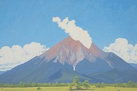 Volcano eruption mountain outdoors painting.