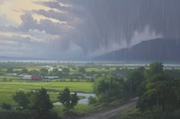 Heavy rain storm in thailand landscape outdoors nature. AI generated Image by rawpixel.