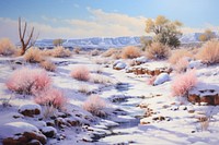 Landscape snow outdoors painting. AI generated Image by rawpixel.
