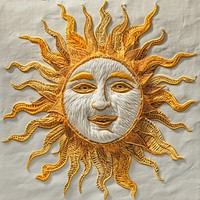 Celestial Golden Sun embroidery pattern art.