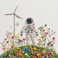 An astronaut flower representation creativity.