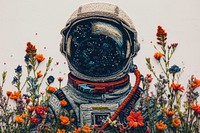 An astronaut helmet flower plant photo.