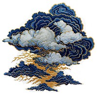Navy Cloud and Golden thunder under it embroidery pattern cloud.