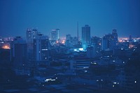 Bangkok cityscape architecture metropolis downtown. AI generated Image by rawpixel.