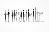 Stickpeople standing in line drawing art silhouette.