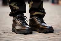 Wearing military shoes footwear fashion street.