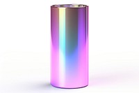 Cylinder iridescent cylinder vase white background.