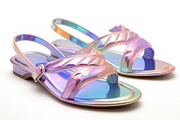 Sandal iridescent footwear white background flip-flops.