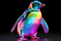 Penguin portrait iridescent animal bird futuristic.