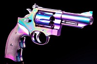 Revolver iridescent handgun weapon aggression.