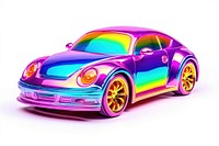 Toy car iridescent vehicle purple wheel.