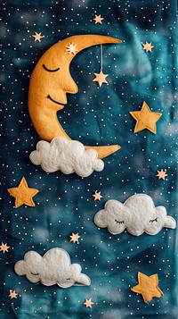 Wallpaper of felt moon sky textile art tranquility.