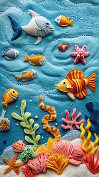 Wallpaper of felt sea pattern textile animal.
