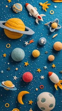Wallpaper of felt space toy confectionery astronomy.