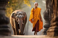Elephant monk wildlife mammal.