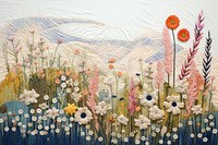 Flower field embroidery landscape painting.