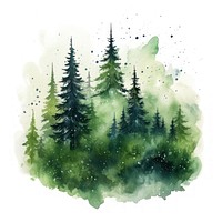 Forest in Watercolor style outdoors woodland nature.