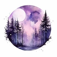 Purple forest in Watercolor style astronomy outdoors nature.