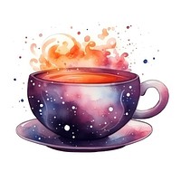 Tea in Watercolor style coffee saucer drink.